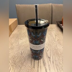 Vera Bradley Blue Paisley Insulated Travel Tumbler with Straw